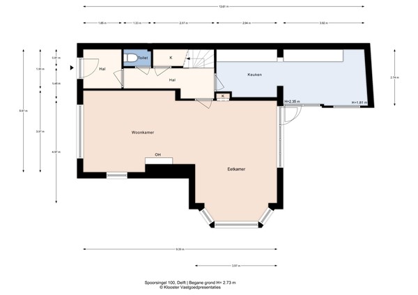 Plattegrond - Spoorsingel 100, 2613 BC Delft - Begane grond.jpg